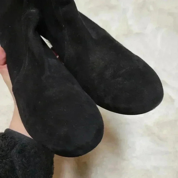 Stuart Weitzman Black Suede Leather Sock Boots Rhinestone Heel Diamond Size 9.5 - Picture 3 of 10